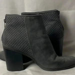 American Eagle WOMENS SIZE 10 GRAY SUEDE LIKE ANKLE BOOT BACK ZIPPER 4”HEEL Photo 14