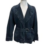 IRO Denim Oversized Jacket Belted Delicacy Faded Dark Blue Women Size FR36 US 2 Photo 0