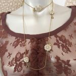 RicRac Lace ruffle sheer front top Size M Photo 4