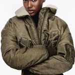ZARA bomber jacket distressed aviator pilot with sherpa collar Photo 4