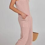 Pink Knit Oversized Baggy Jumpsuit Playsuit Pockets Small Photo 0