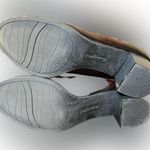 American Eagle Y2K Shiny Oxblood Penny Loafer Chunky Heels, Plaid Lining, 9 Photo 5