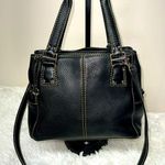 Fossil Black Pebble Leather Stitches Medium Shoulder Satchel HandBag Purse EUC. Photo 0
