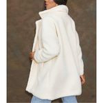 Pretty Little Thing  Faux Sherpa Double Breasted Teddy Coat Cream 10 Borg Lapel Photo 5
