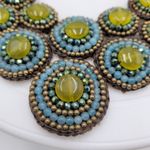 Vintage Beaded Bib Necklace 19" Rope Artisan Crochet Bohemian Statement Handmade Green Photo 1