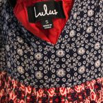Lulus Navy Blue and red Floral Print Dress Photo 5