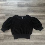 Maeve  Black Textured Puff Sleeve Sweater XL Tinsel Shimmer Balloon Sleeves Photo 1