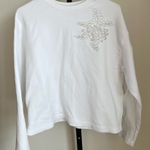 ZARA  White Beaded Snowflake Crewneck Sweater Small Photo 0