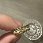 Vintage‎ Gold Toned Faux Diamond Huggie Hoop Small Earrings Black Trim Photo 4