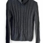 Timing Y2K Women's Grey Cable Knit Sweater Size Large Turtleneck Pullover Vintage Photo 0
