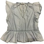 Sam Edelman Sam Edleman Women's Baby Blue Flutter Sleeve Peplum Blouse Photo 0