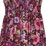 Cynthia Rowley  M Smocked Button Front Maxi Skirt Floral Front Slit Gypsy Peasant Photo 3