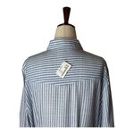 Joy Joy  Dress Women Large Blue White Striped Button‎ Front Tie Waist Shirt NWT Photo 4