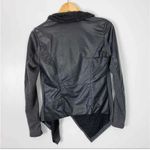 BLANK NYC Black Drape Front Mixed Media Faux Leather Moto Jacket Size Small Photo 11