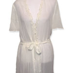 Flora Nikrooz  Vanilla‎ Sheer Tie Robe With Macrame Lace Trim Size S/M Photo 0