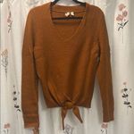 Anthropologie Rust V-Neck Tie-Front Sweater Photo 0