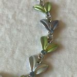 Silver Tone & Green/Blue Floral Necklace Photo 4