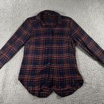 Lucky Brand Button Up Shirt Women XS Plaid Tartan Long Front Tulip Back Photo 0