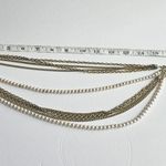 Vintage Champagne Pearl Gold tone metal Chainlink Multistrand Necklace Photo 4