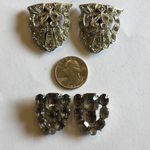 Lot of 2 Shoe Clips Vintage Silver Tone CZ Rhinestones Photo 7