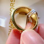 Michael Kors  hollow logo gold tone chunky ring size 7 diamonds crystal paved NIB Photo 5