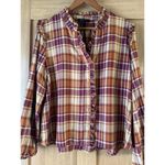 Frye Ruffle Plaid Flannel Button Down Blouse Women’s size XL Photo 11