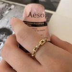 Sterling Silver SIZE 10 Gold Plated 925 Simple Cadena Hueca Stackable Ring Photo 2