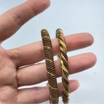 Bronze & Gold Tone Metal Twist Bracelet Cuffs Set of Two Photo 8