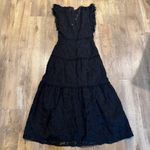 Lost + Wander  Madonna Blossom Flutter Sleeve Organza Midi Dress XS Black Photo 6