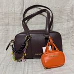 Steve Madden Bharlan Chocolate Shoulder Handbag with Bold Orange Mini Purse Photo 0