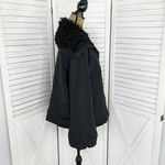 Vera Wang Simply Vera Puffer Jacket Faux Fur Collar Hood Black Medium Balloon Sleeve Photo 4