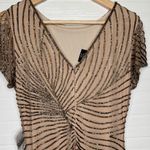Pisarro Nights Women's Beaded Gown Beige Size 4 Formal Dress Short Sleeve Tan Photo 8