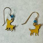 Chihuahua Puppy Dog hanging earrings Blue Photo 1