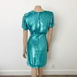 [Vintage] Naeem Khan Riazee Nights Turquoise Sequined Mini Sheath Dress Sz Large Blue Photo 1