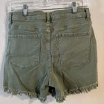 Women's Willow Boutique x Risen Distressed Large‎ High Rise Olive Denim Short Green Photo 7