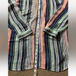 Vince Camuto Tunic Blouse Blue Turquoise Pink Stripeā Long Sleeve V-Neck Sz XL Photo 6