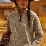 Elodie Anthropologie  Faux Sherpa Pullover Size S Photo 0