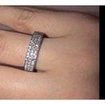 Boutique NEW 14k Gold Plated S925 Triple Row Eternity Round Diamond Wedding Ring, Size 7 Photo 13