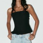 ZARA  NWT black pleated bandeau strapless top Photo 2