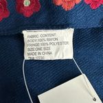 Floral Embroidered Poncho Scarf Topper Fringe NEW with Tags Blue Photo 3