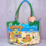 Cappelli cat on beach funny beach bag tote purse vacation cats in bikinis bag Green Photo 0
