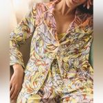 Anthropologie Alexandra Farmer Long Sleeve printed Pajama Top Shirt Sleep small Yellow Photo 1
