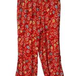 Loft  Pants Wide Leg Crop Elastic Tie Waist Orange Floral Women’s Size Medium Photo 6