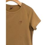 Dazy T Shirt Womens L Brown Cropped Short Sleeve Tee Pullover Top Heart Logo NWT Size L Photo 2