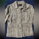 BCBG MAXAZRIA Women’s Denim Military Style Jacket Patches Size Small Photo 2