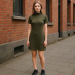 JILLIAN JONES Olive Green Wool Blend Turtleneck Sweater Dress Womens Size S Photo 7