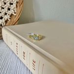 Boutique NWT Gold Sapphire Round Cut Ring “Raphaella” Light Blue Topaz Promise Engagement Jewelry Photo 7