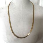 Monet vintage flat square chain long gold plated necklace Photo 1