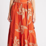 CIEBON Kaiden Floral Embroidered Wrap Dress Terracotta Sz M Orange Size M Photo 0