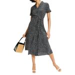 Club Monaco Floral Open Neck Silk Shirt Dress in Black, Size XS Photo 1